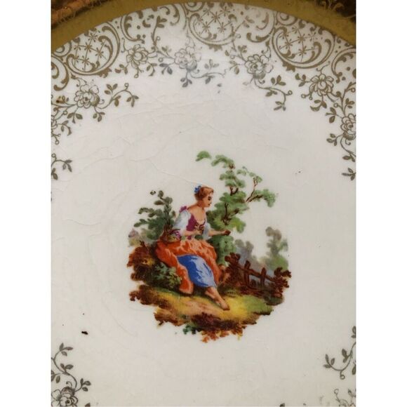 Vintage Paden City Pottery 22kt Gold Warranted Serving Set Of 4 Plate - Picture 2 of 16